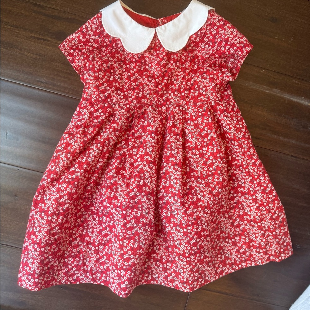 Jacadi scalloped collar liberty print dress